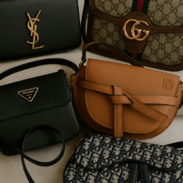 Sammlung teurer Designertaschen