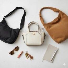 Verschiedene Taschen liegend