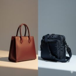 Gegenüberstellung Ledertasche vs Nylontasche