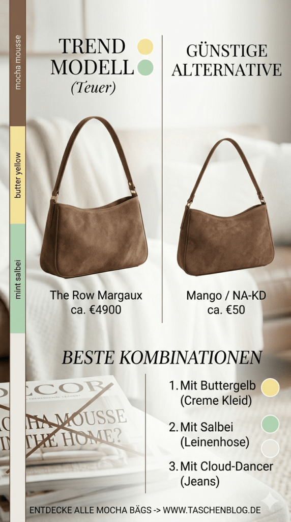 Teure Mocha Mousse Tasche vs billig